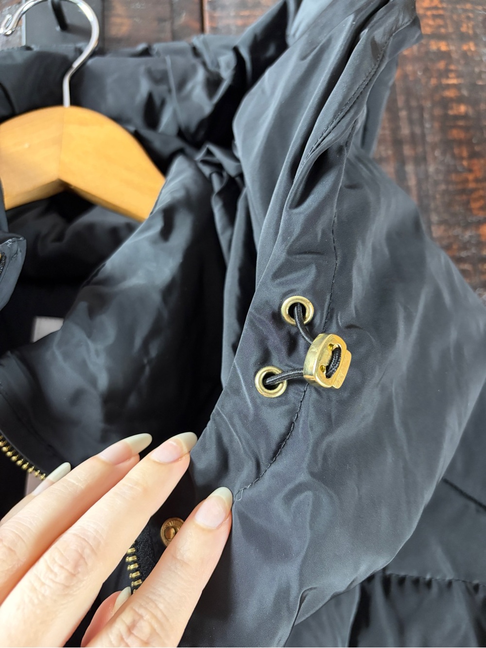Cole Haan Black Quilted Down/Feather Hooded Maxi Puffer Coat - Large - Picture 5 of 16